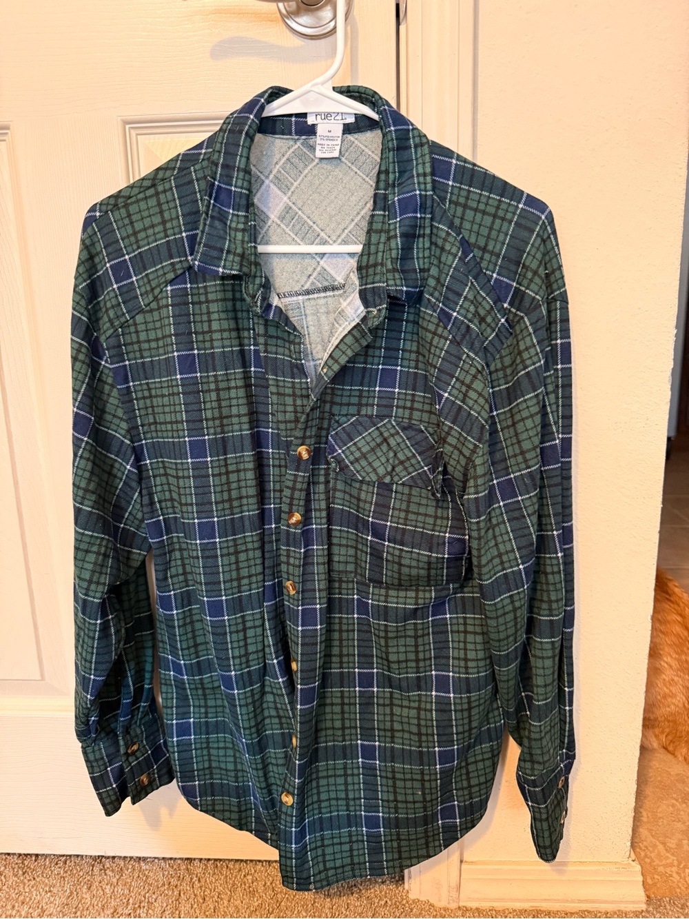 Rue21 Green and Navy Plaid Shirt
